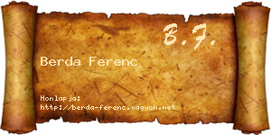 Berda Ferenc névjegykártya